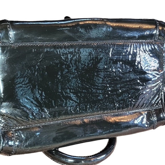 COLE HAAN Women's Black Patent Leather Small mini Handbag Satchel - Picture 6 of 12